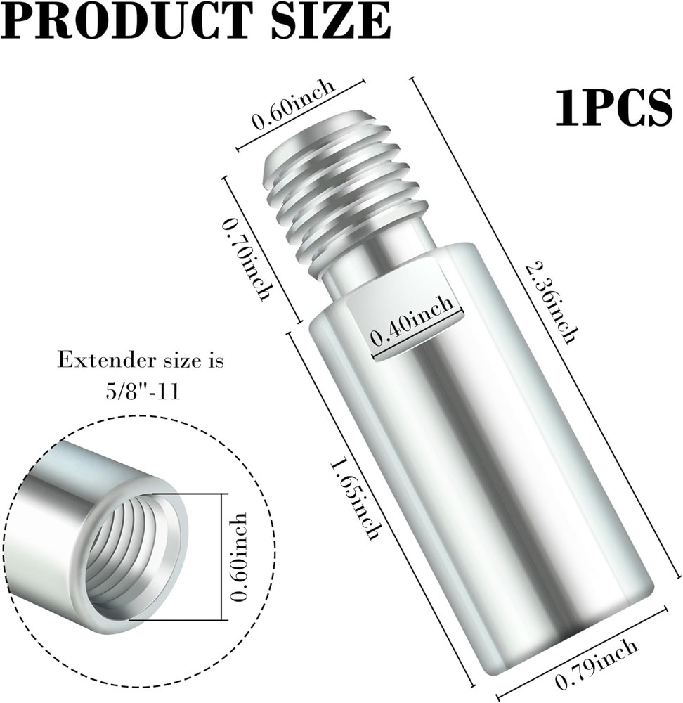 5/8"-11 Thread Angle Grinder Extension Shaft for Car Sliver