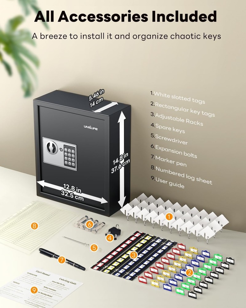 70 Position Key Cabinet with Combination & Key Lock Wall Mounted Security Keys S