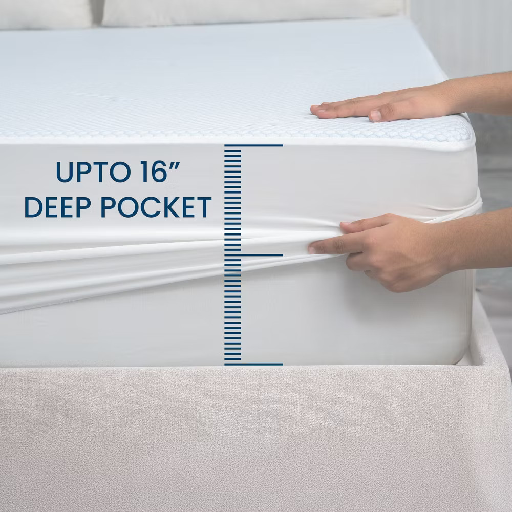 Waterproof Mattress Protector with Cooling Effect Leak Proof & Machine