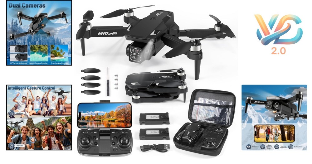 4K HD Camera Mini Drone for Beginners Foldable Quadcopter with 2 Batteries