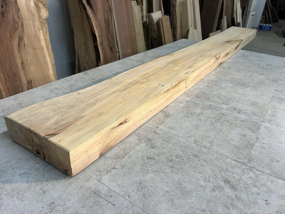 Figured Maple Mantel/Fireplace Mantel Beam/Solid Wood/Live Edge Maple Shelf