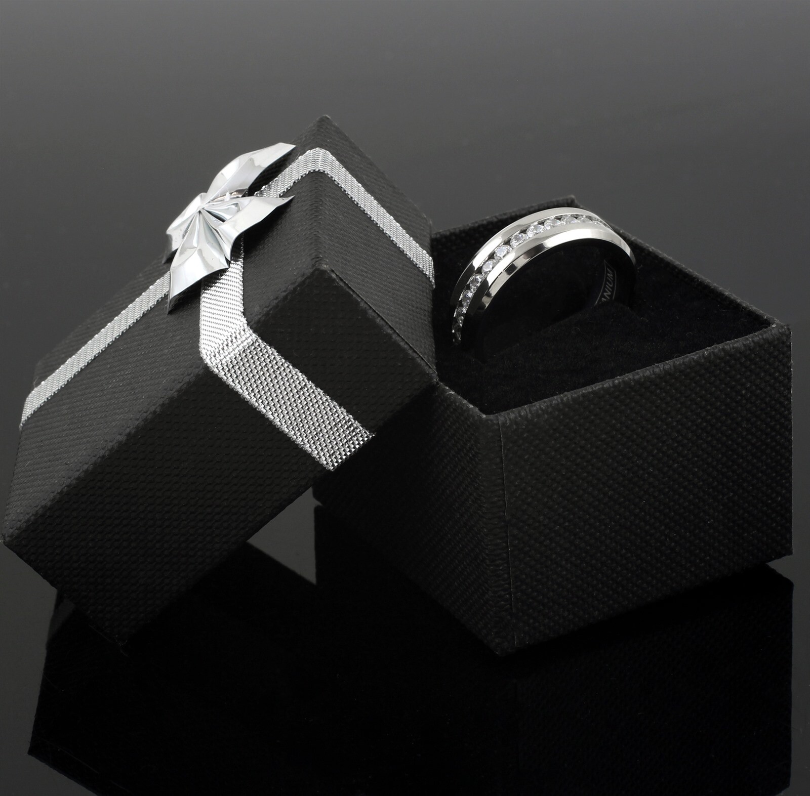 5/7mm Titanium 1.6 Carat Dazzling Eternity CZ Men's Wedding Band Ring Size 5-15