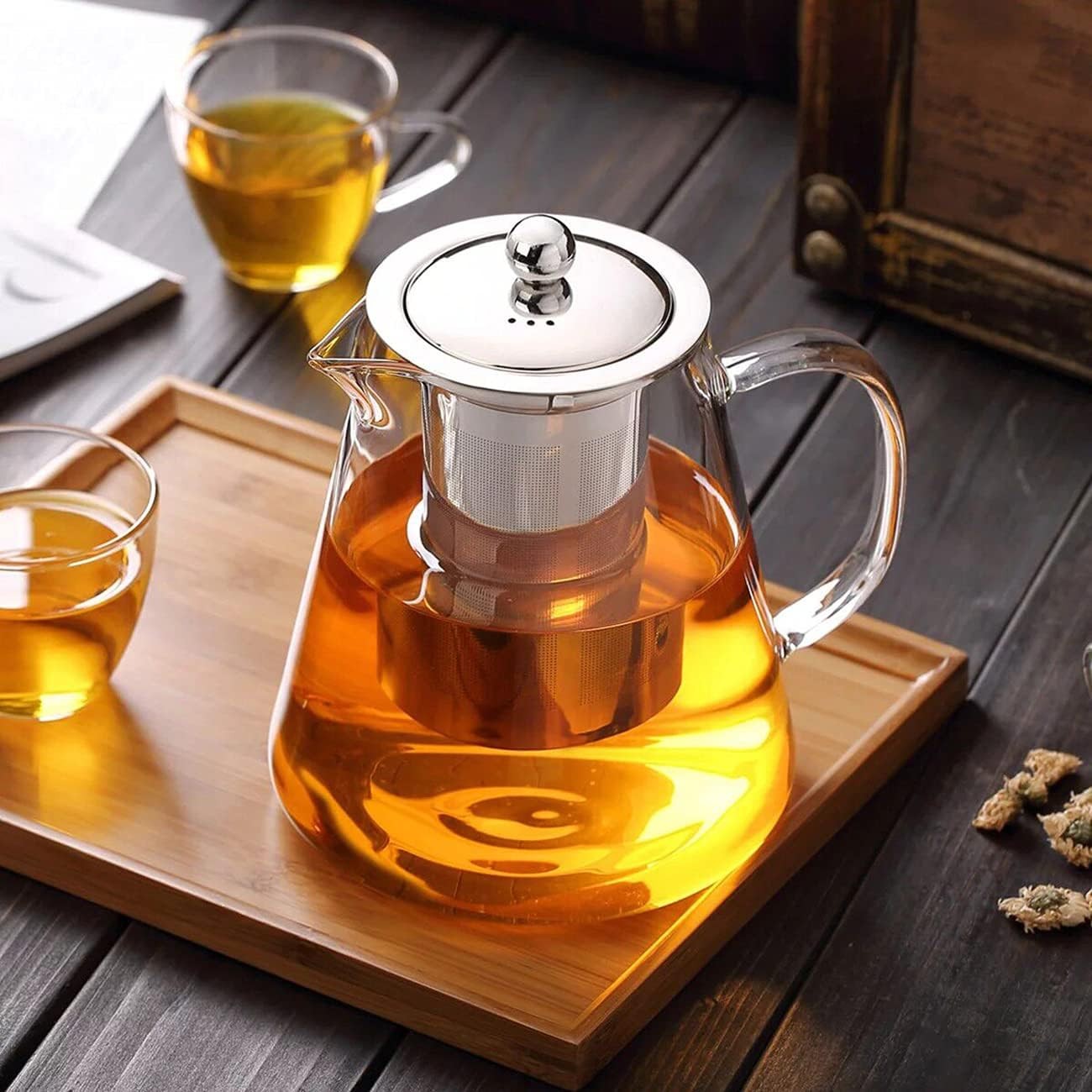 Glass Teapot with Removable Infuser, Stovetop Safe Tea Kettle, Tea Diffuser