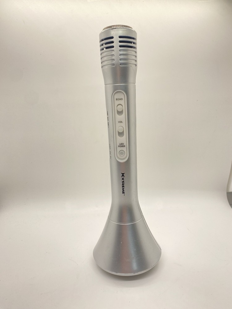 Xtreme Silver Wireless Karaoke Microphone Speaker Echo LED Mic USB Rechargeable