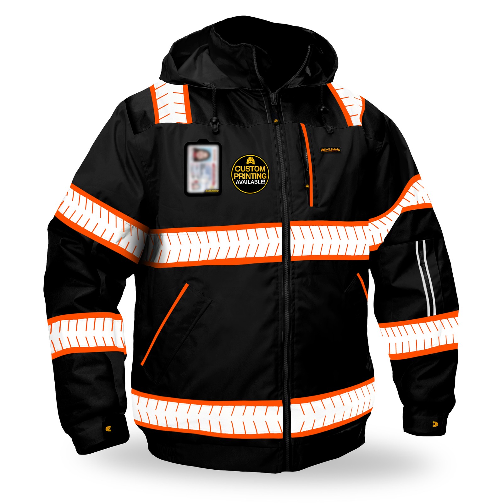 KwikSafety BLACK ENFORCER Bomber Safety Jacket