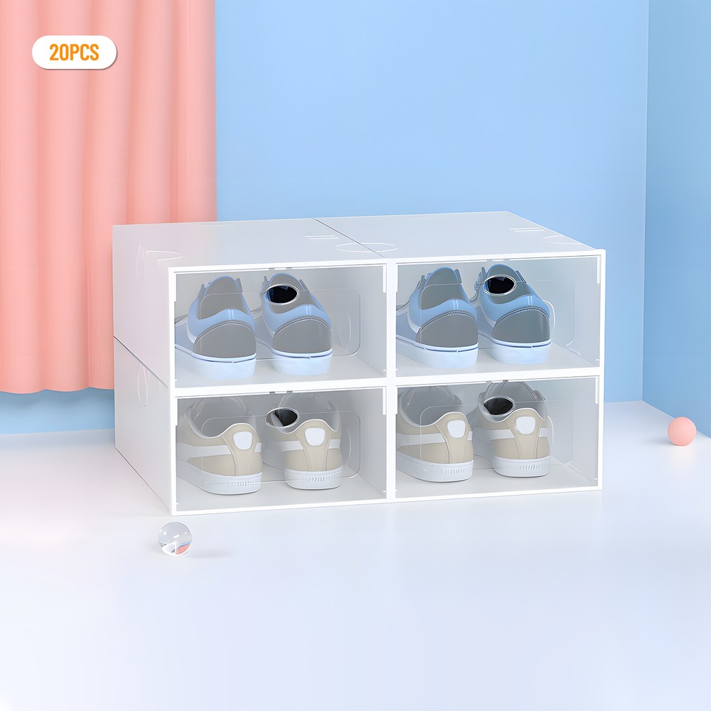 Stackable Shoe Storage Box Durable Plastic Sneaker Display Case Organizer 20pcs