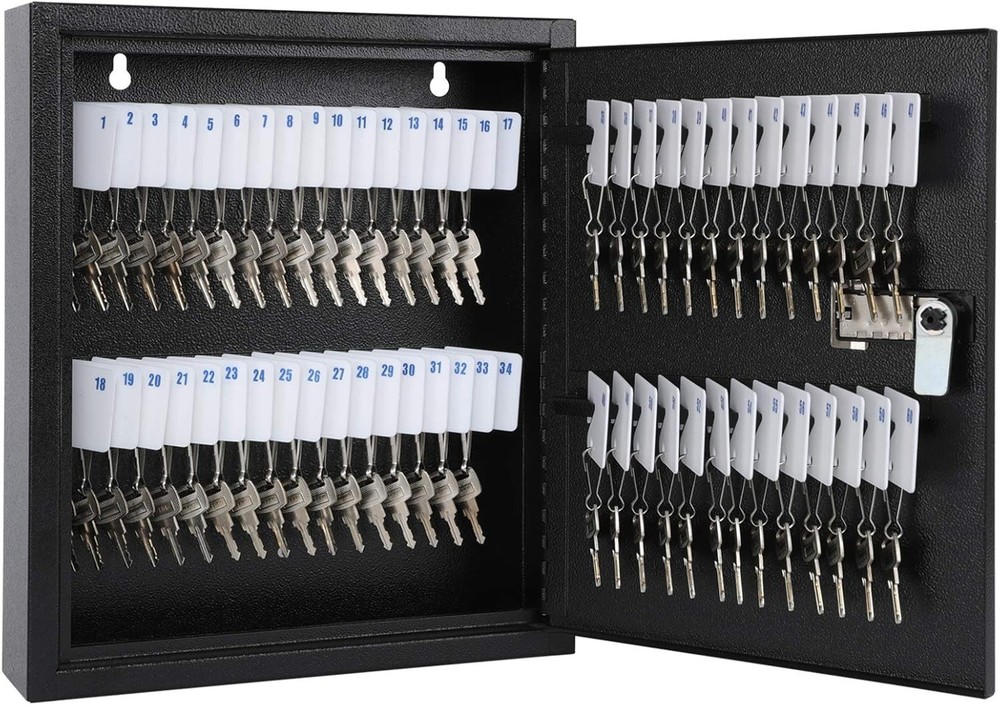 Heavy-Duty Locking Key Box for 60 Keys - Combination Lock & Easy Installation