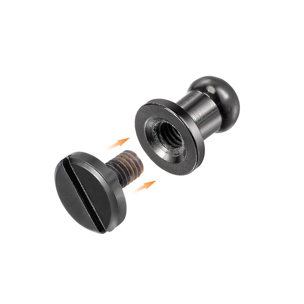 10 Set 5mm Solid Brass Round Head Lock Screw Rivets Pin Fixing, Black