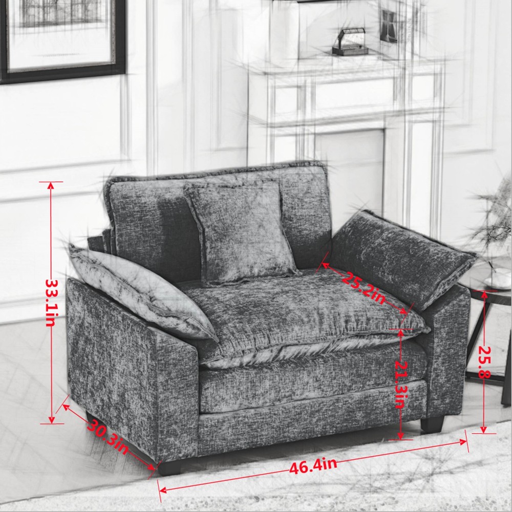 Modern Cloud Sofa Single Sofa Comfy Double Layer Upholstered Seat Cushion Couch