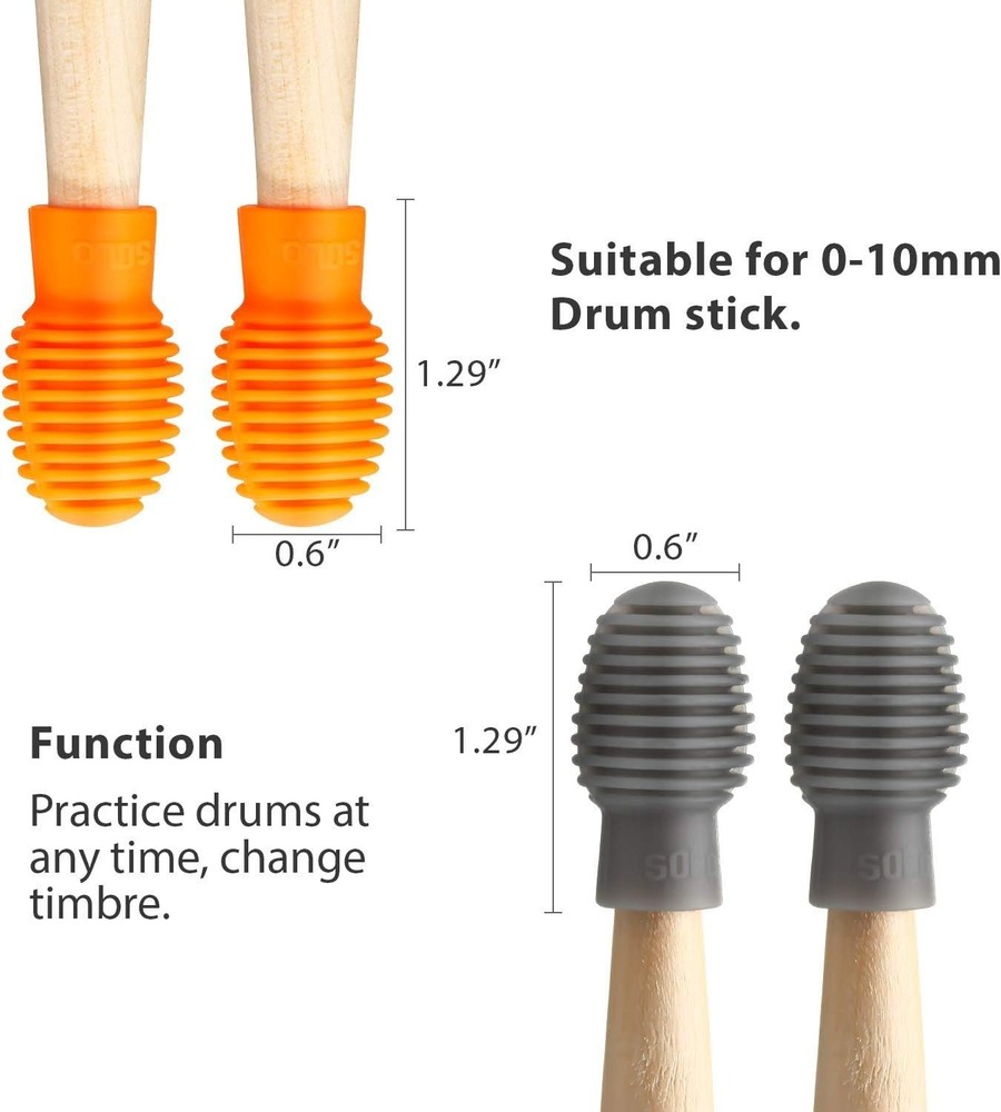 4 Pack of Lightweight Drumstick Silent Tips - Convenient Practice Accessory