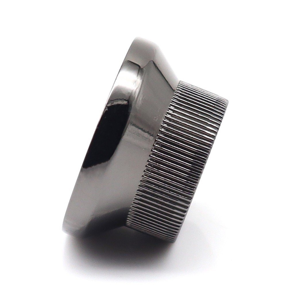 4Pcs Black Nickel Metal Hat Top Flat Top Bass Guitar Knobs Push-in Control Knobs