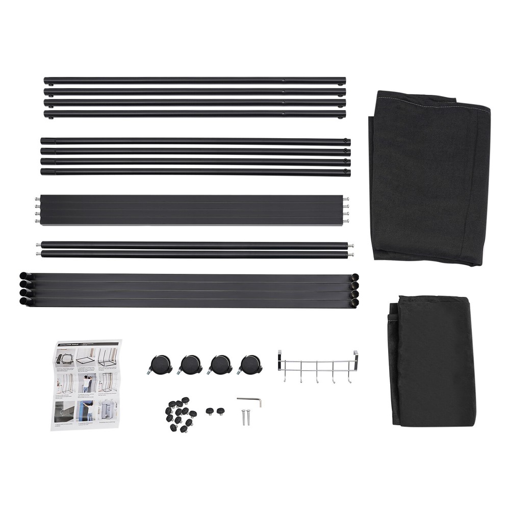 Black Portable Dressing Locker Room Movable Fitting Room+4 Universal Wheels