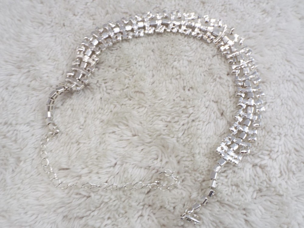 Silvertone Rhinestone Choker Necklace (A45)