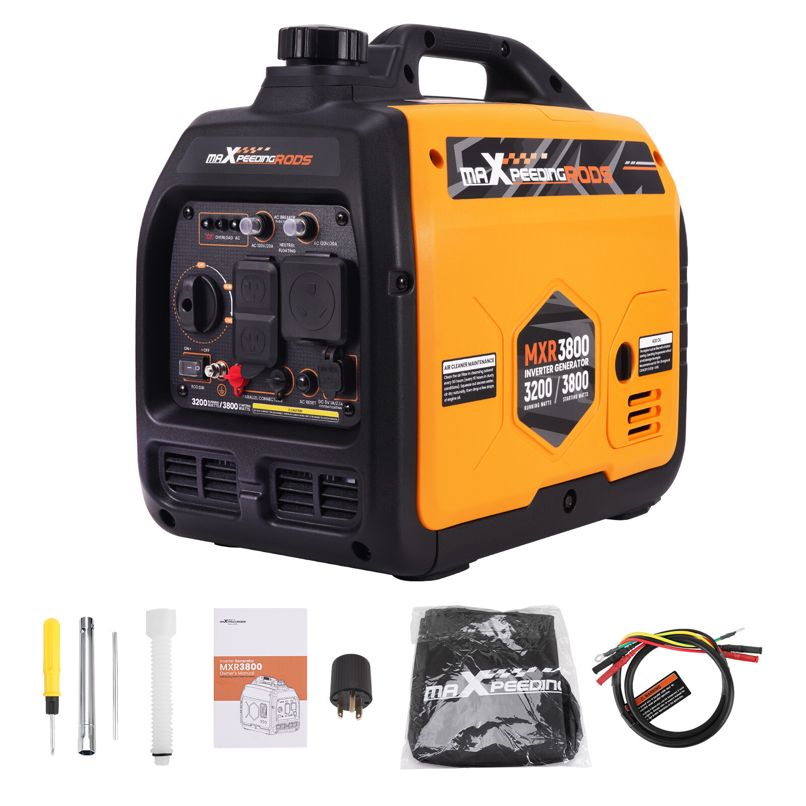 Gas Powered 3.8KW Portable Inverter Generator Quiet 58 dB Home Backup Emergency
