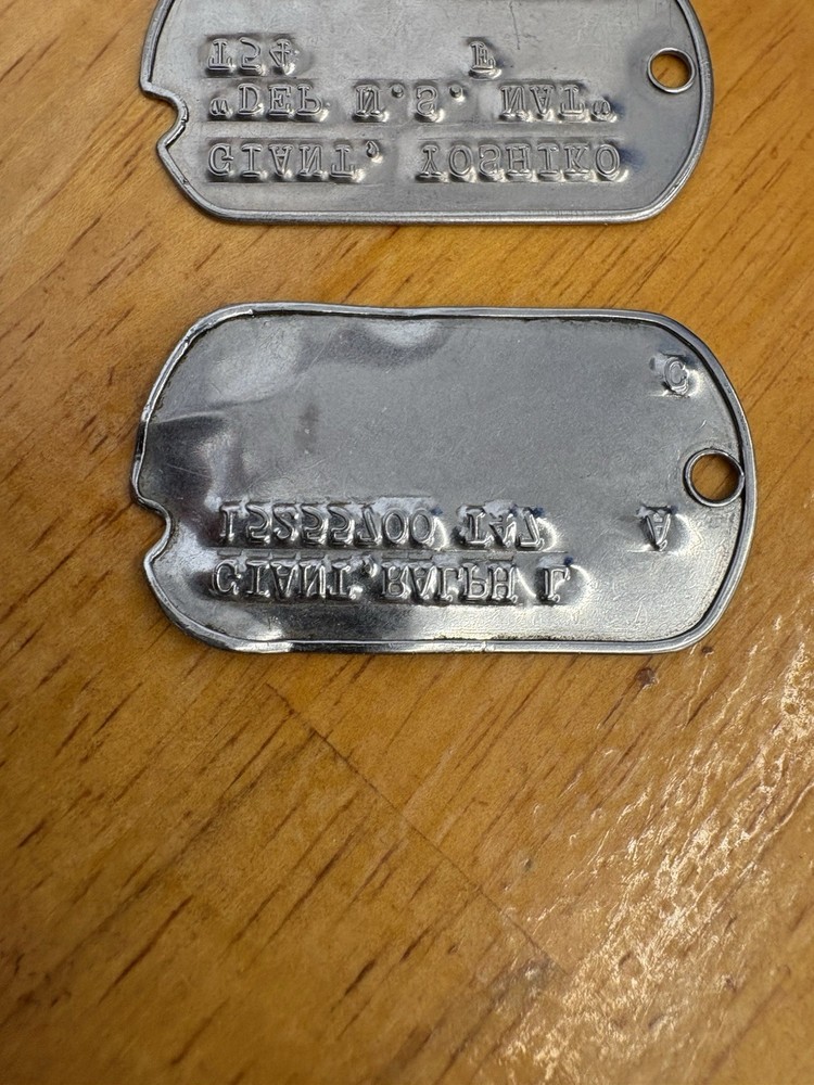 2 Original US Army Dog Tags GIANT YOSHIKO T-54 Post Korean War???