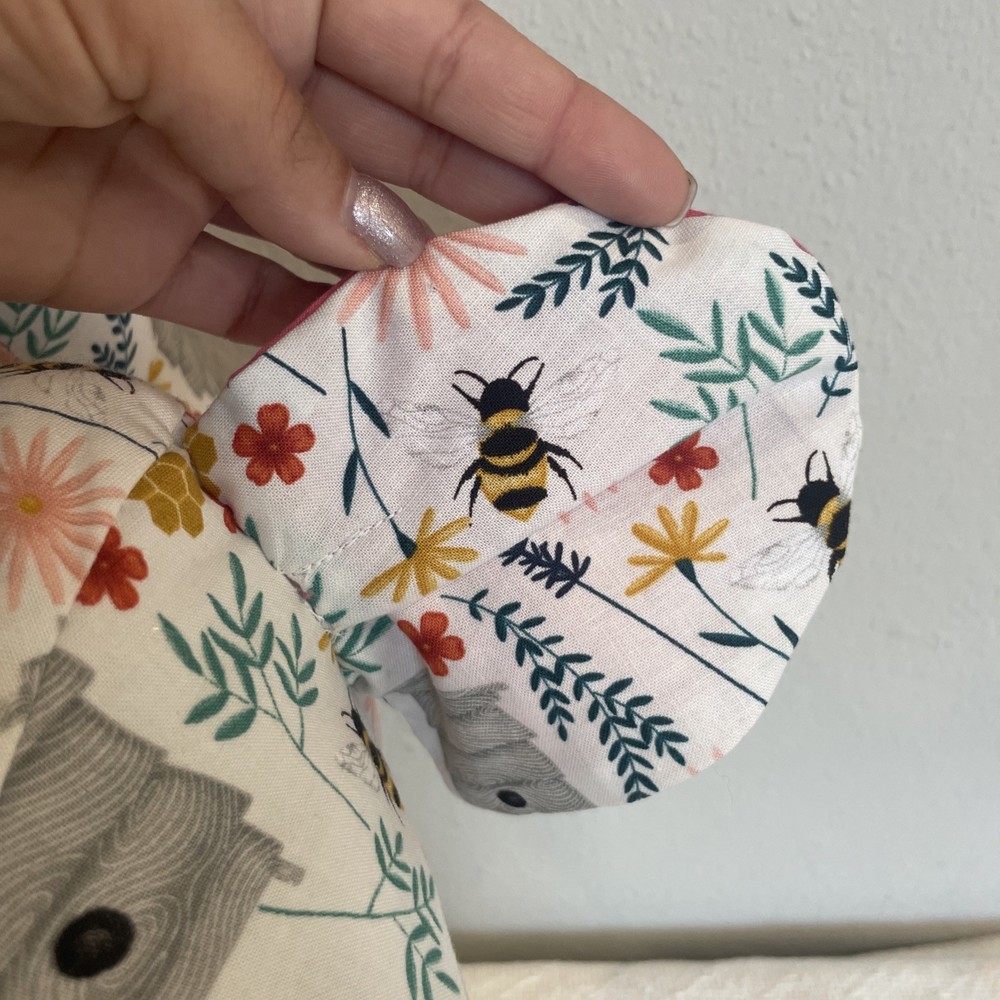 Handmade Bumblebee Print Springtime Elephant! Stuffed Cotton