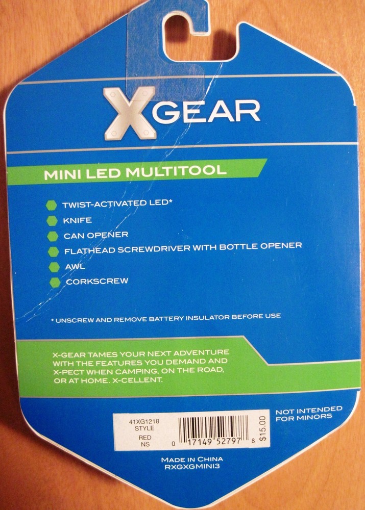 X Gear Mini LED Multitool Knife ~ 7 Tools ~ Red ~ NIP ~ Great GIFT