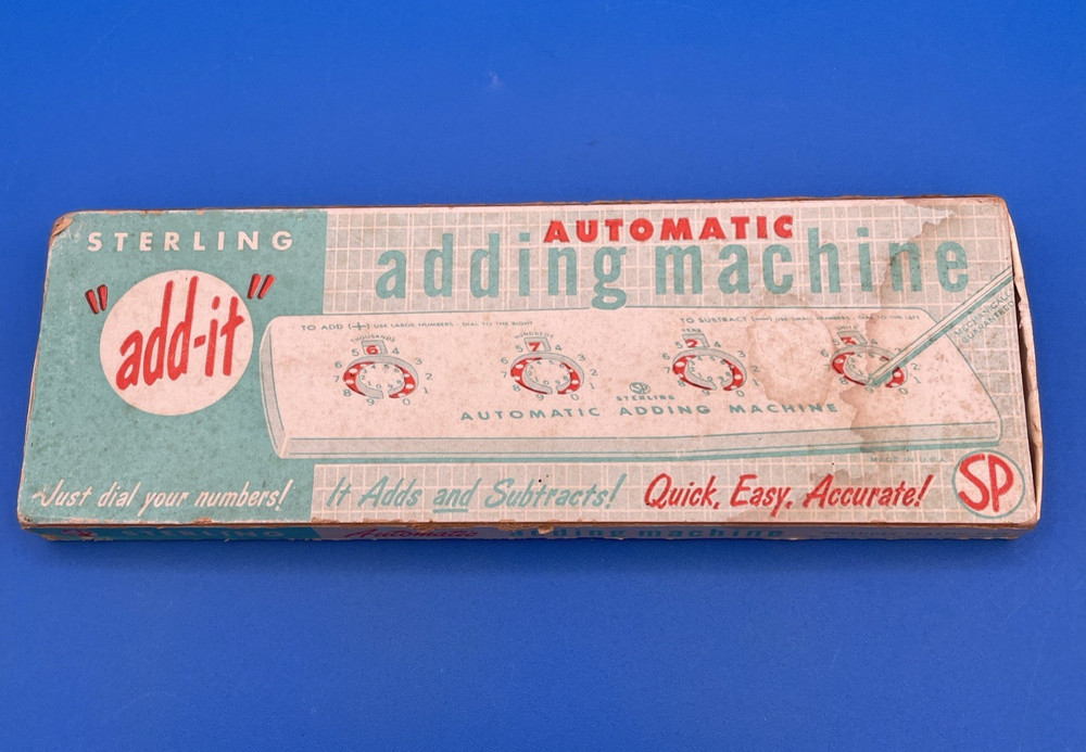 Vintage 1960's Automatic Adding Machine Dial-A-Matic With Stylus Complete In Box