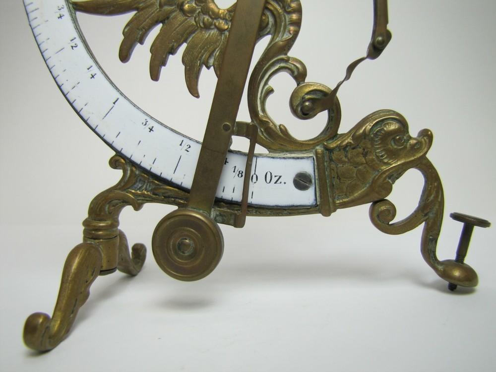 Winged Maiden Bust Dauphin Koi Devil Fish Antique Exquisite Bronze Postal Scale