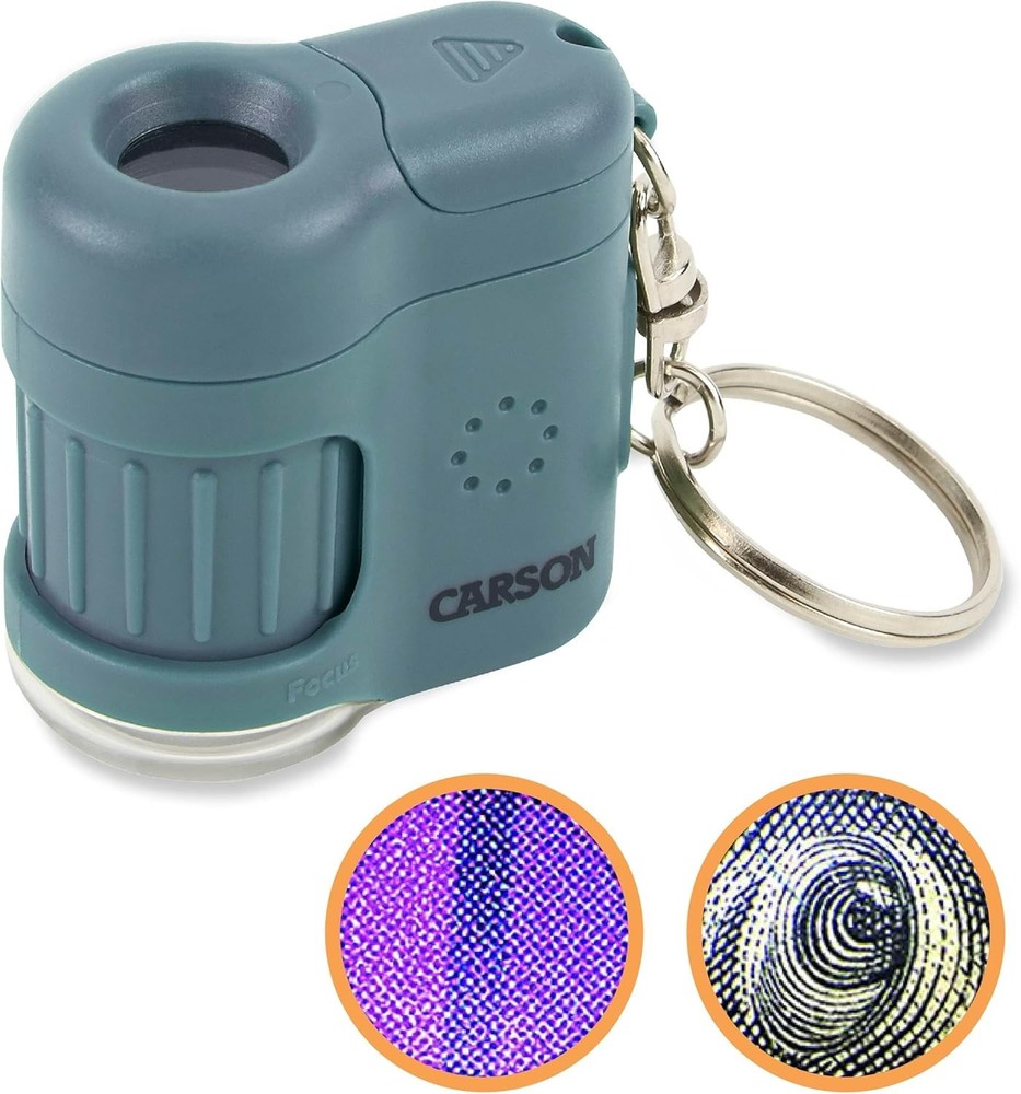 Carson MicroMini 20x Pocket Microscope UV & LED Flashlight Blue MM-280B