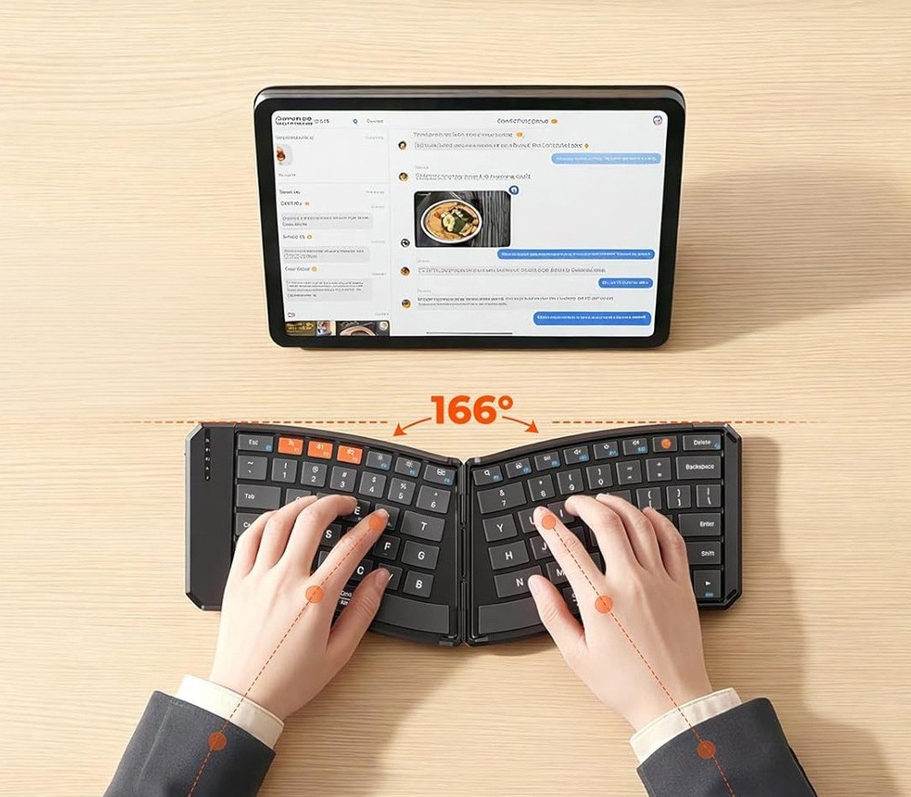 Foldable Ergonomic Keyboard and DPI Adjustable Mouse - PC/Mac/Android/iOS - Lock