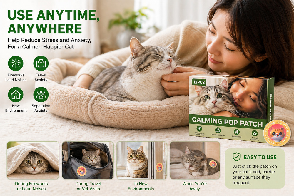 Calming Pop Patch for Cat Travel – Pheromone Diffuser for Cats Reduces Anxiet...