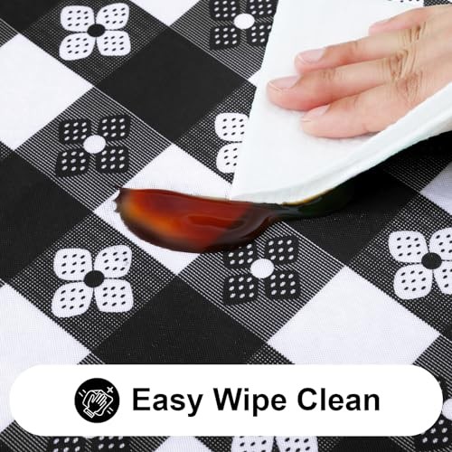 Rectangle Vinyl Table Cloth, Waterproof 72" x 30" (Rectangular) Black & White
