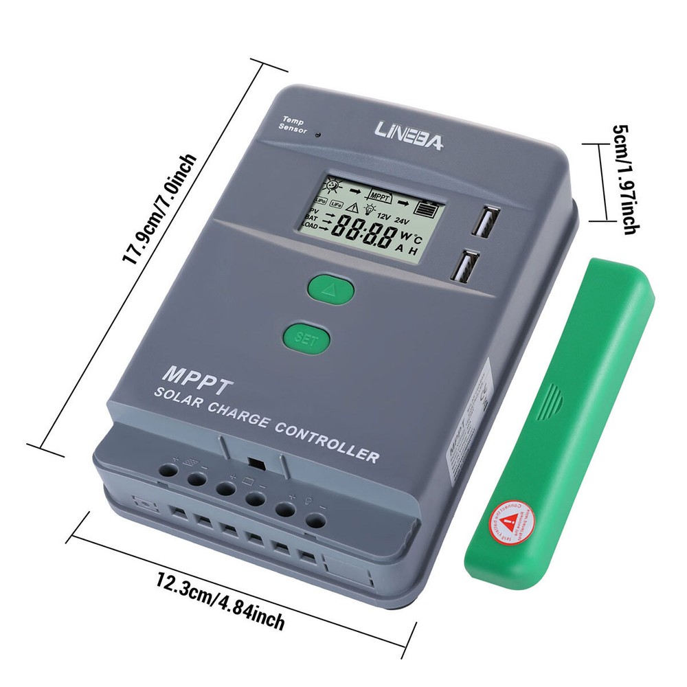 LCD 30A MPPT Solar Panel Regulator Charge Controller 12V/24V Auto Focus Tracking