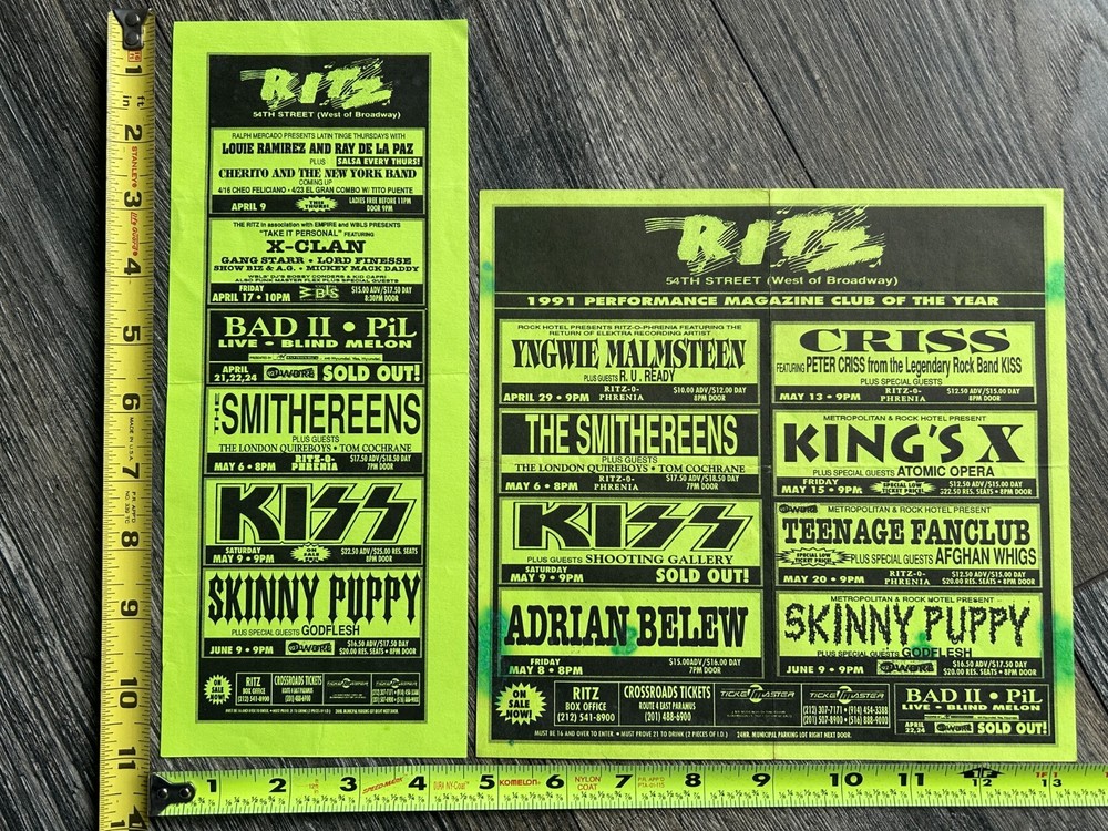 KISS Handbill Concert Ad Flyer Revenge Tour Ritz NYC May 9 1992 Lot Vintage Kiss