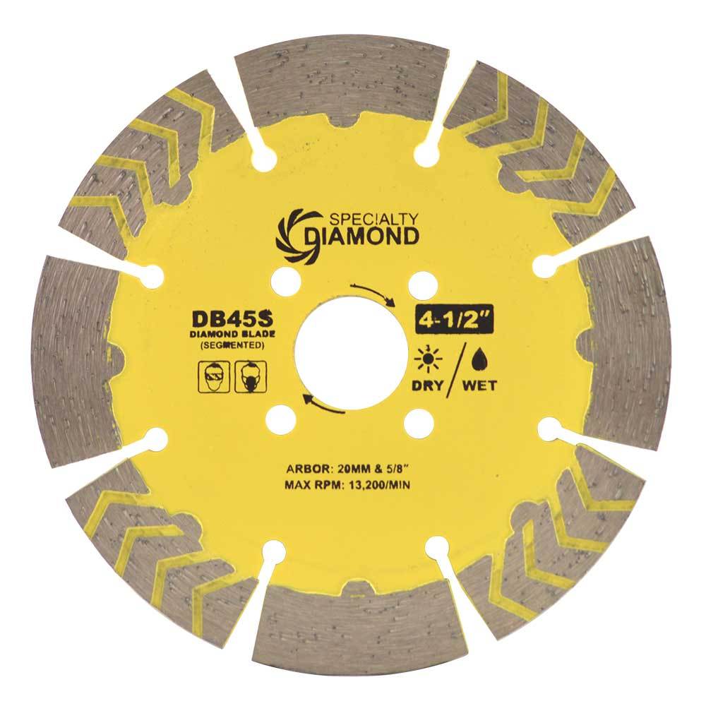 Specialty Diamond DB45S 4-1/2" Dry/Wet Cutting Segmented Diamond Blade