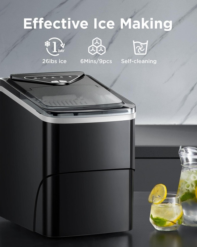 Silonn Ice Makers Countertop - Auto-Cleaning Portable Ice Maker Machine 26lbs