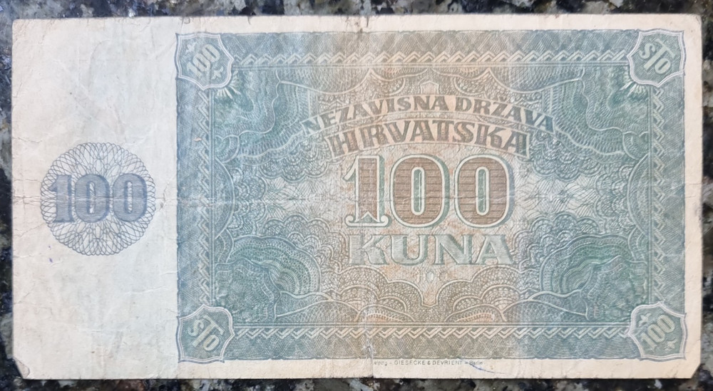 Croatia 100 Kuna Note 1941 Circulated