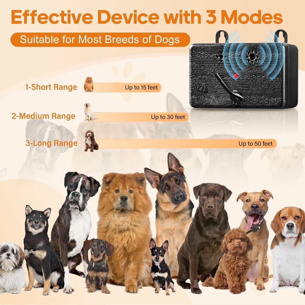 Anti Barking Device, 50FT Dog Barking Control Devices with 3 Adjustable Modes...