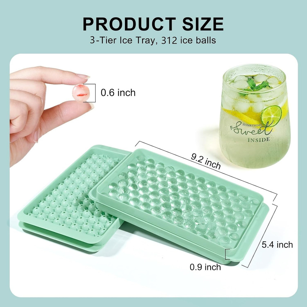 Mini Ice Cube Tray Small Round Ice Cube Molds 104X3PCS Tiny Pebble Balls Crushed