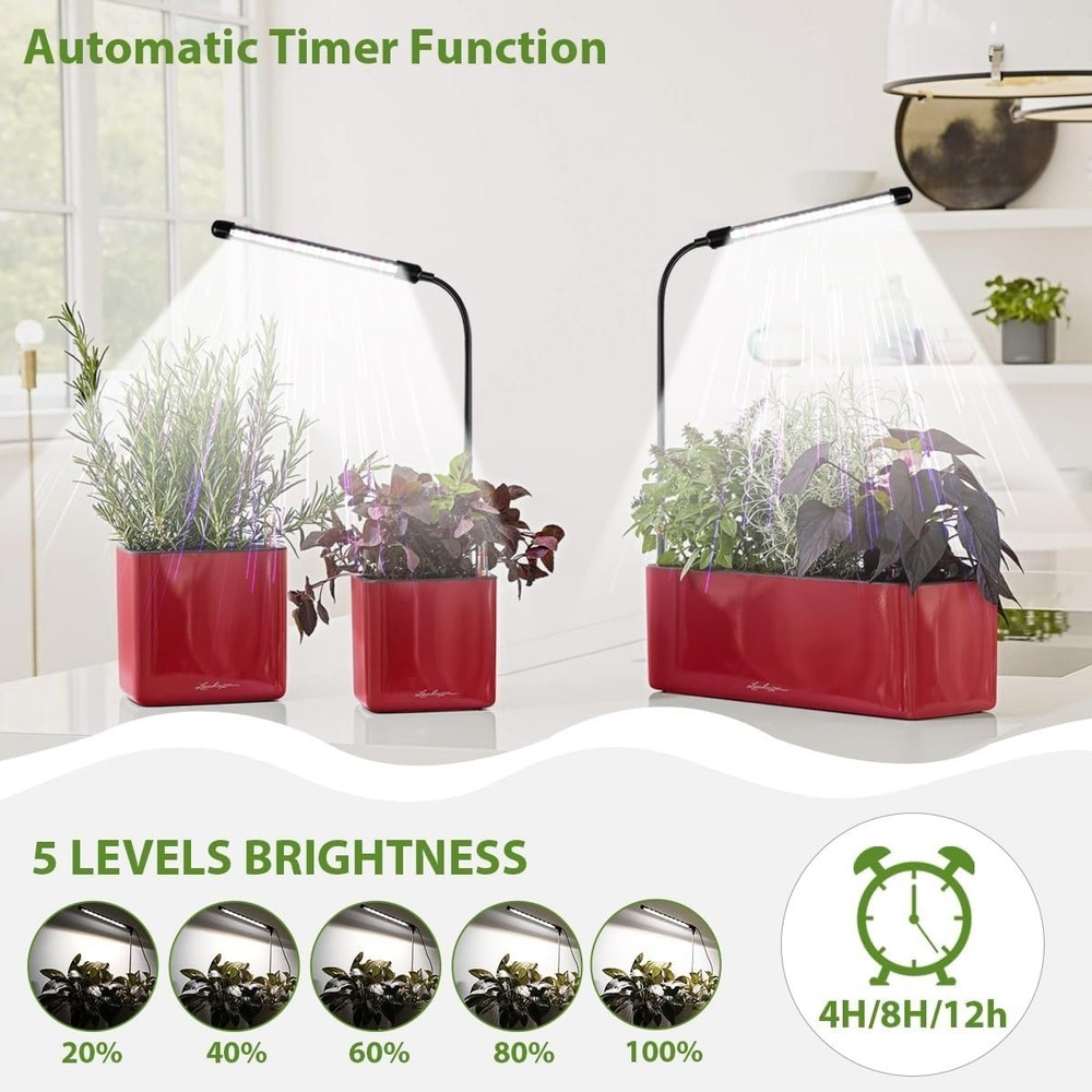 Versatile 6000K Plant Grow Light 2 Pack With Timer & Adjustable Height Options