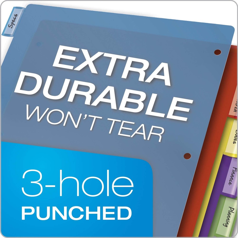 Cardinal Plastic Binder Dividers without Pockets, 5-Tab, Insertable Multicolo...