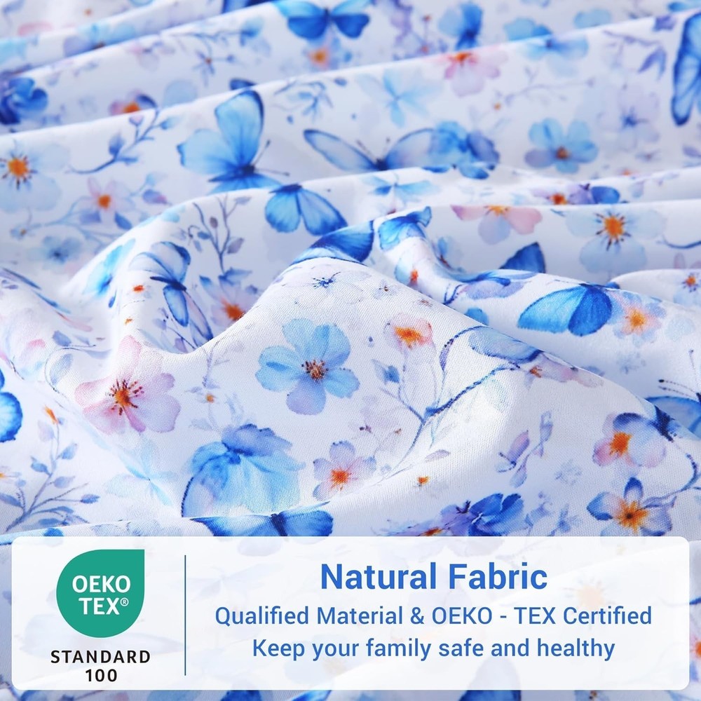 Cozy Full Microfiber Sheets with Butterfly Print