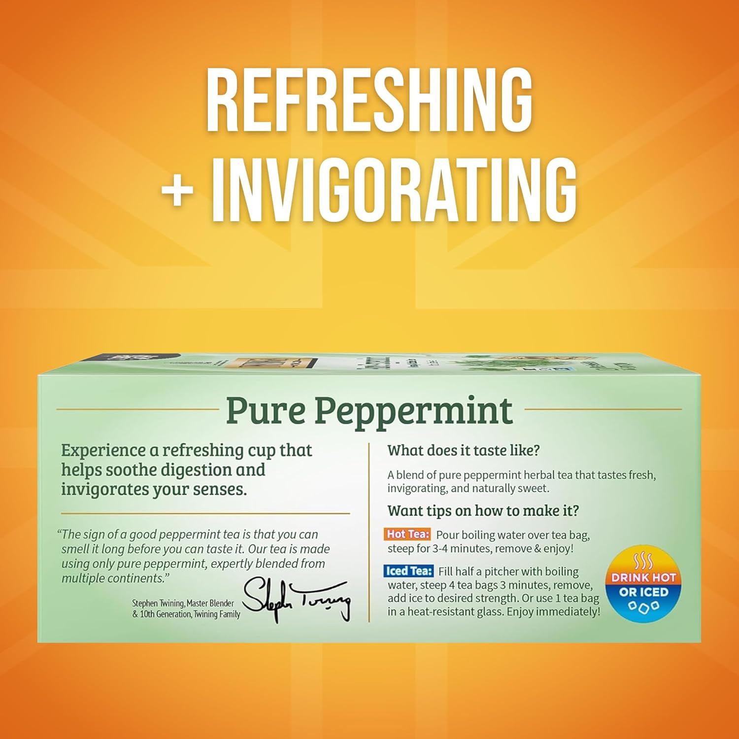 Twinings Pure Peppermint Herbal Tea Individually Wrapped Bags, 100 Count (Pack o