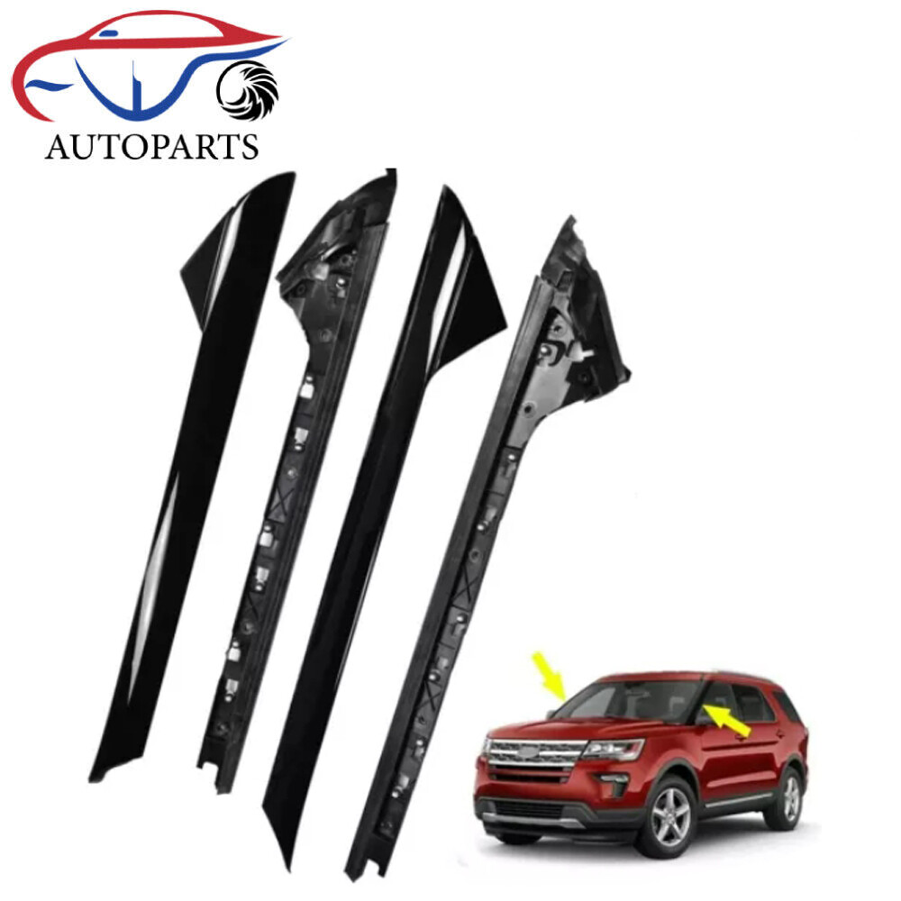 4Pcs For 11-19 Ford Explorer Left Right Side Windshield A-Pillar Molding Trim