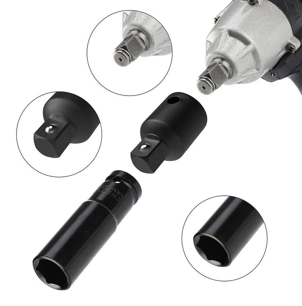 4PCS Impact Socket Adapter & Reducer Set 1/2 3/8 1/4 for Drill & Wrench