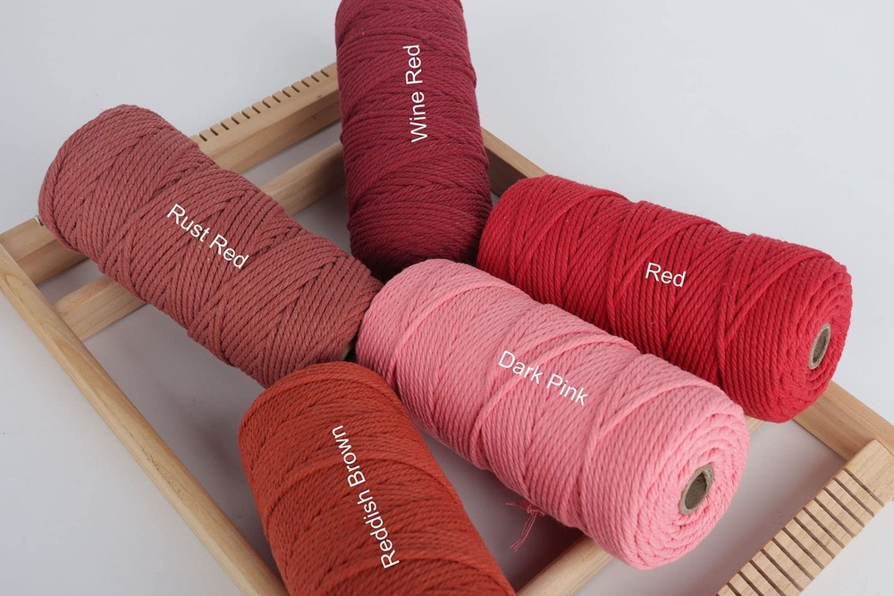 Rust Red Macrame Cord 3mm x 109yards, Colored Macrame Rope, Cotton Rope Macra...
