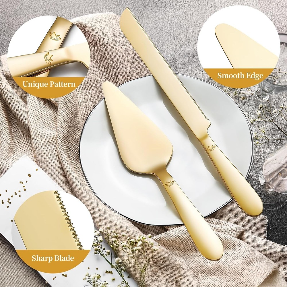 Cake Cutting Set for Wedding - Extended Cake Knife and Server Set Thickened S...