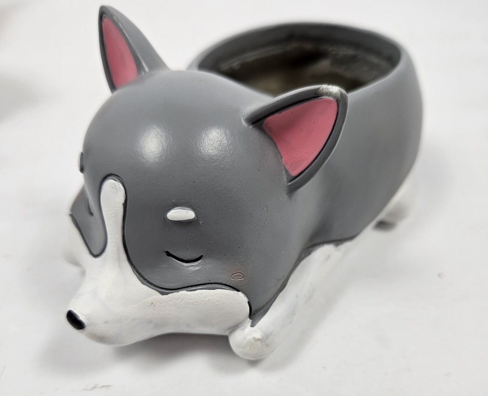 Roogo Sleeping Husky Puppy Succulent Planter