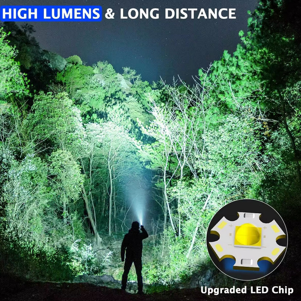 2pc 990000000Lumen Super Bright LED Flashlight Tactical Rechargeable Work Lights