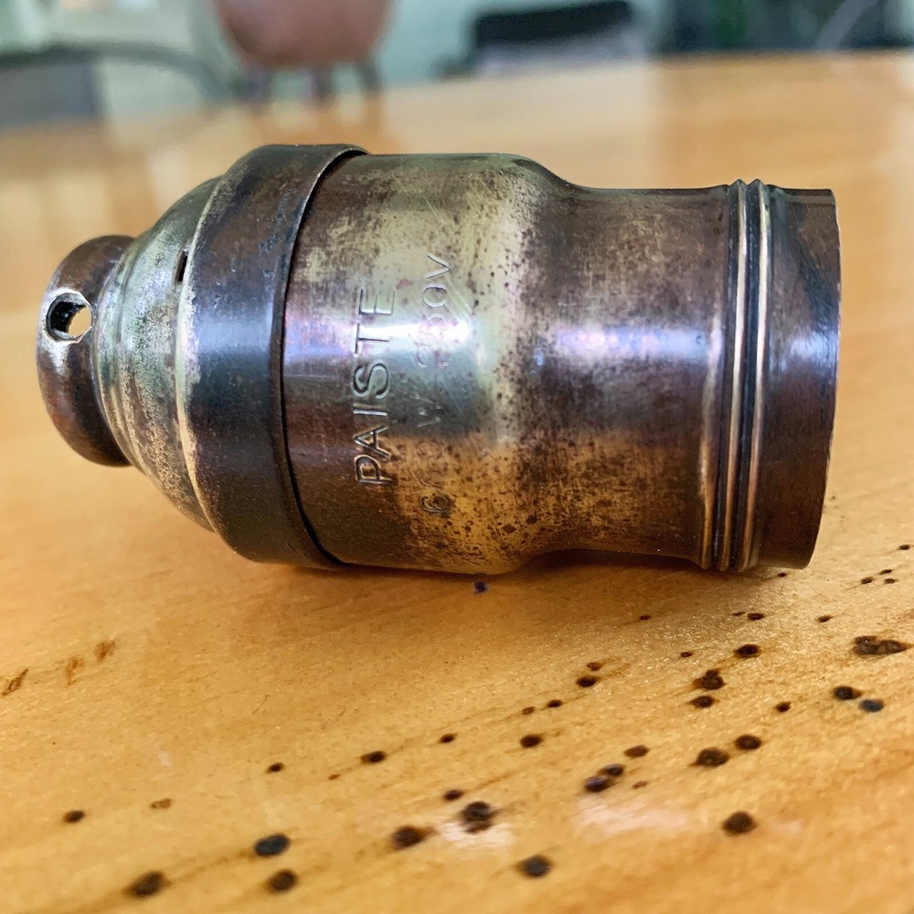 Antique Rare Paiste Fatboy Light Socket Brass Cleaned Tested Working
