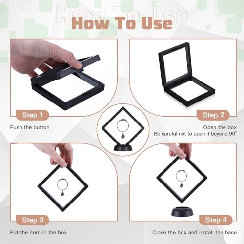 30 Pack 3D Floating Display Stand Floating Frame Display Case Coin Black
