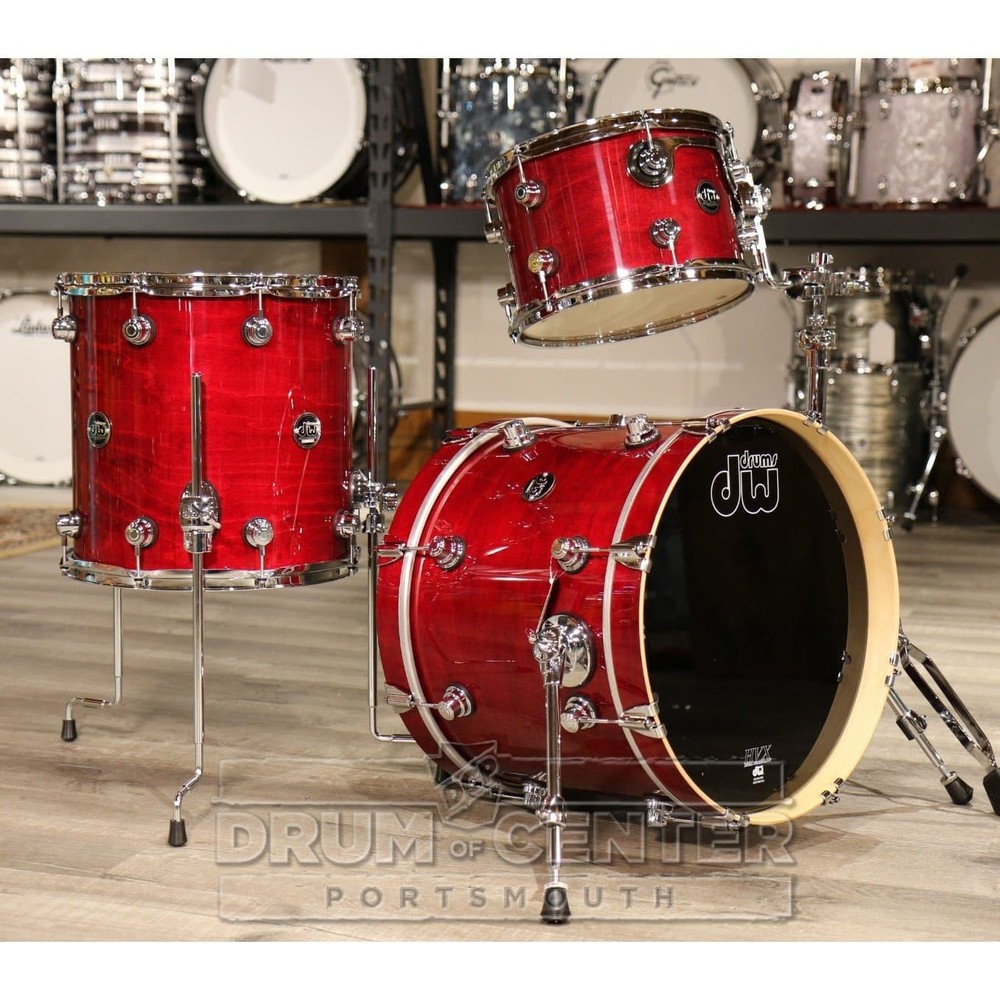 DW Performance 3pc Lacquer Drum Set 18/12/14 Cherry Stain