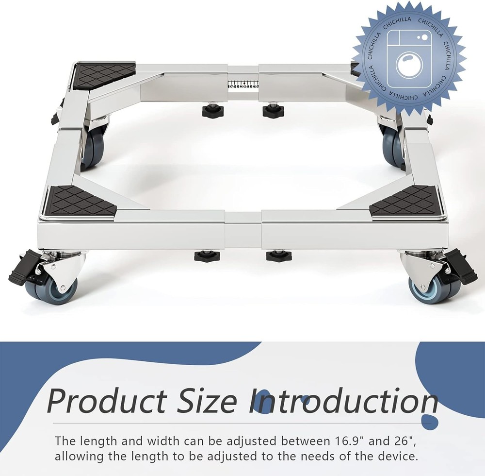Compact Heavy Duty Mobile Stand with Wheels - Adjustable for Fridges & Washers