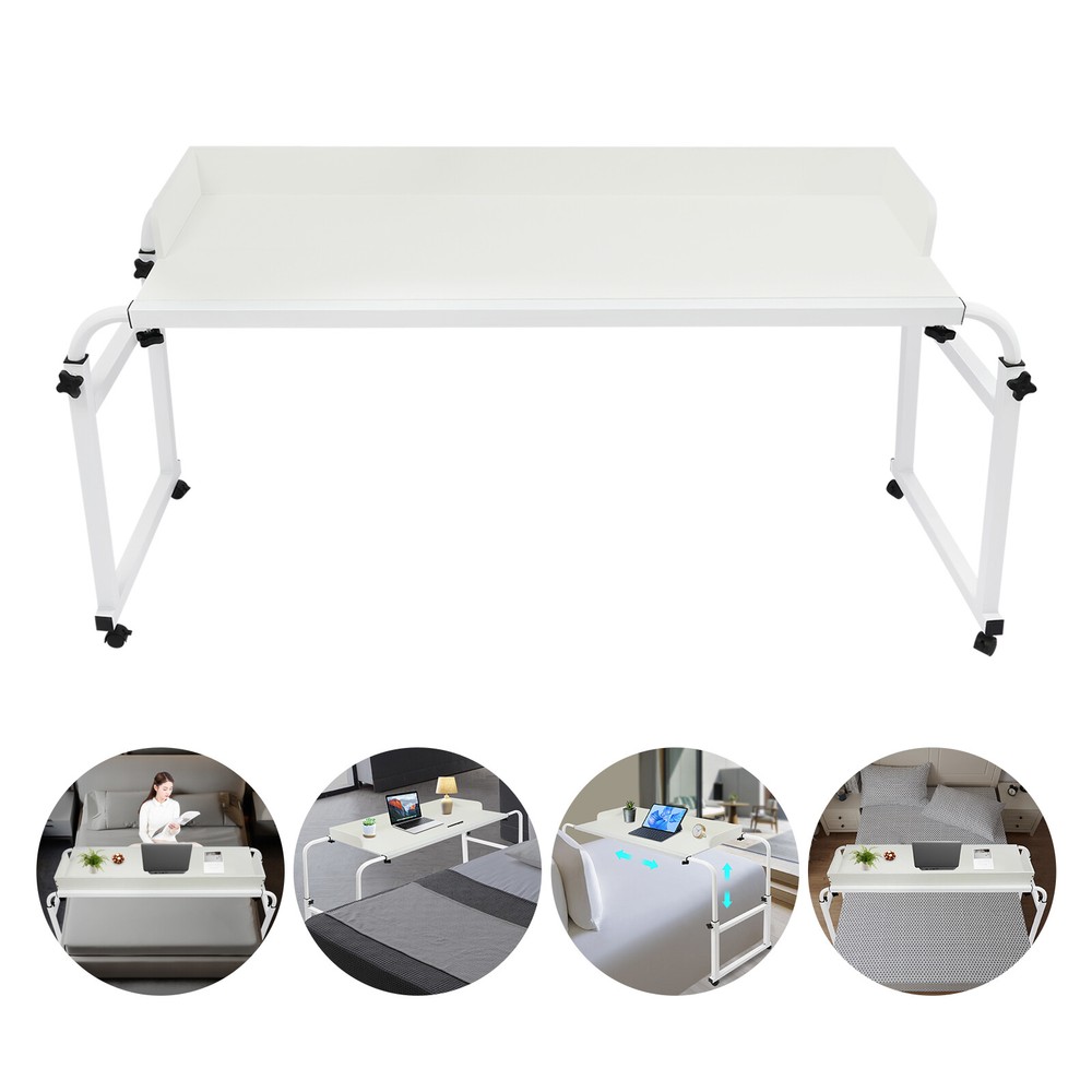 Height Adjustable Overbed Table Over Bed Desk Working Desk w/ Wheels 65-95cm