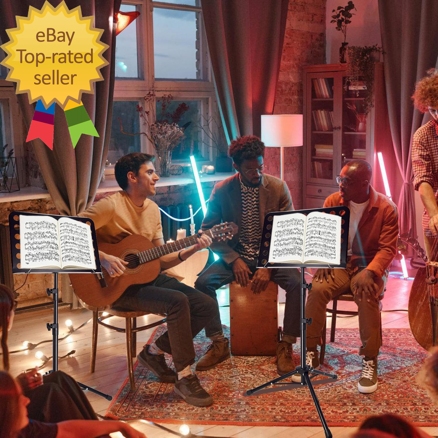 Sheet Music Stand with Light & Phone Holder 57" Music Stand for Sheet Music